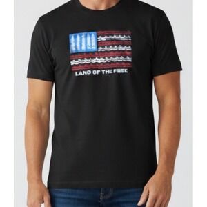 State of Mine Mens Land of the Free American Flag Graphic T-Shirt Black Medium